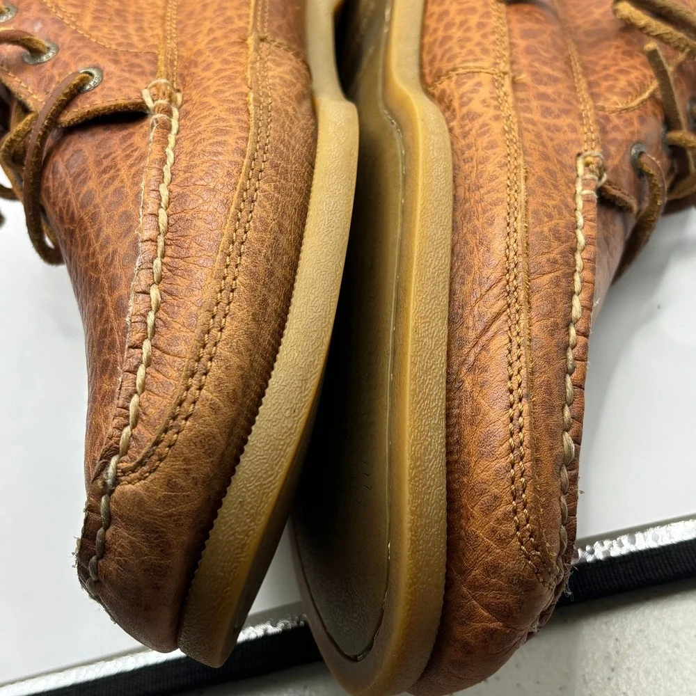 Chukka Boots Sperry 14 Brown Pebbled Leather Moc Toe Cabin Rugged Shoe Preppy